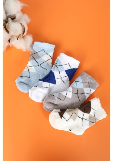 Pamuklu 6'lı Yenidoğan Bebek Kışlık Havlu Çorap Mavi