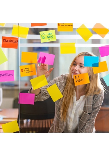 Elektrostatik Yapışkanlı Akıllı Not Kağıdı 7x10 Cm 50 Sayfa Pratik Ofis Not Defteri Turuncu