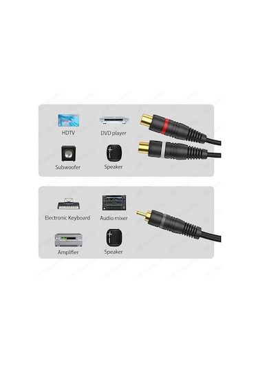 Yüksek Kalite Anfi Y Kablo RCA Erkek to 2xRCA Dişi