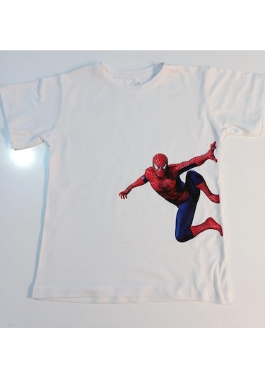 Kumik Spiderman Örümcek Adam  Çocuk Tişört Beyaz