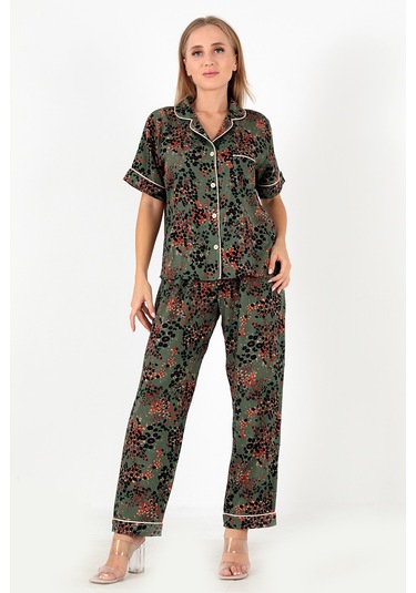 Doremi Desenli Kısa Kollu Kadın Pijama Takım Yeşil-l-xl Yeşil