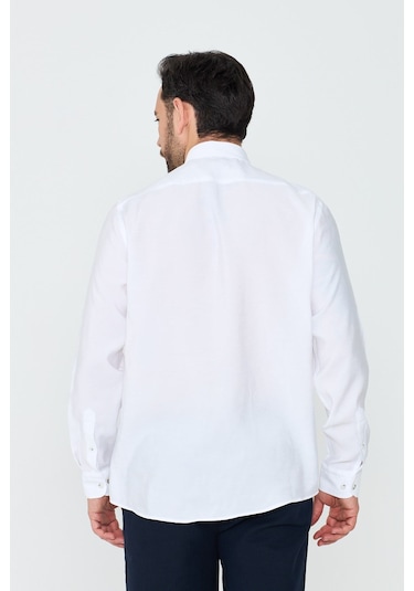 White Stone Beyaz Dynamic Fit Erkek Uzun Kollu Gömlek