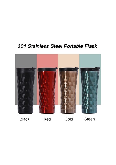 Xiyyadms 500ml Yeşil 304 Paslanmaz Çelik Çift Katlı Vakum Termos Bardak, Araçlı Kullanıma Uygun, Isı Ve Soğuk Saklama, Taşınabilir Kahve/çay Bardağı