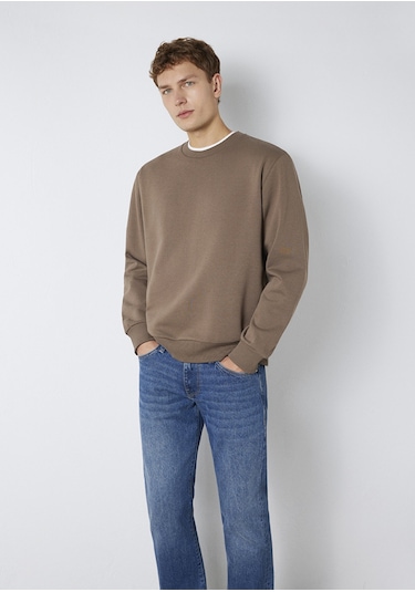 Mavi - Bisiklet Yaka Kahverengi Basic Sweatshirt 0s10276-87875 Kahverengi