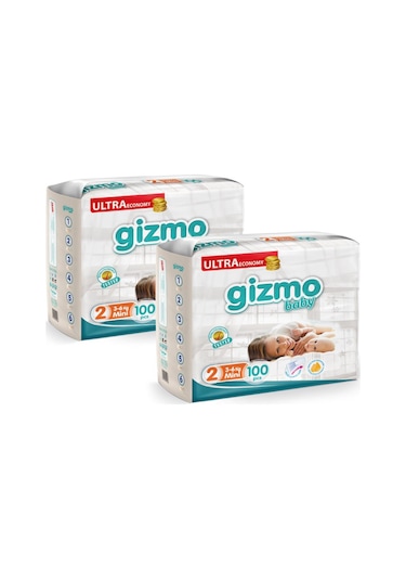 Gizmo Bebek Bezi Ultra Eco Paket 2 Numara Mini 200 Adet 2 Numara