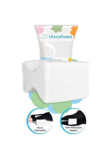 Luna Diz Arası Ortopedik Yastık Bacak Arası Visco Yastık - 25x20x14-7,5cm Beyaz