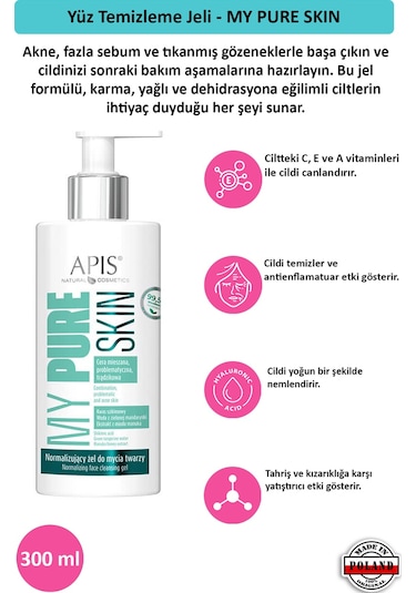 Apis Natural My Pure Skin Yüz Temizleme Jeli 300 ML
