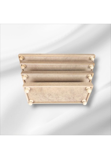 Ahşap Boyanabilir Ayaklı Dikdörtgen 4'lü Sunumluk-tepsi Takımı