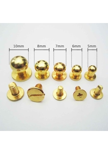 Novahub 5/10/25 Adet Yuvarlak Kafa Çivi Perçin Çanta Chicago Saplama Vidaları Geri Bakır Deri Kemer Zanaat 9x7x9mm -gold-10 9 x 7 x 9 MM -gold-10