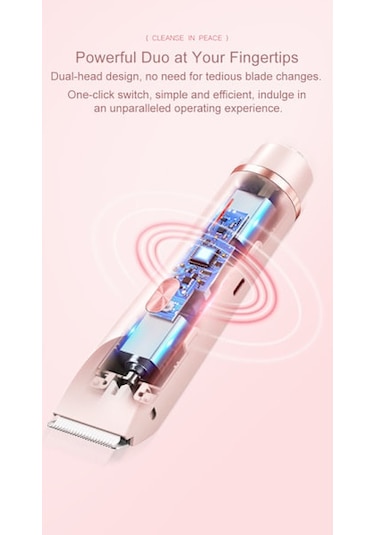 Paris Kadınlar İçin 2'si 1 Arada Elektrikli Tıraş Makinesi, Su Geçirmez, Bikini Bölgesi Düzeltici, Çift Başlık, Tip-c Mor