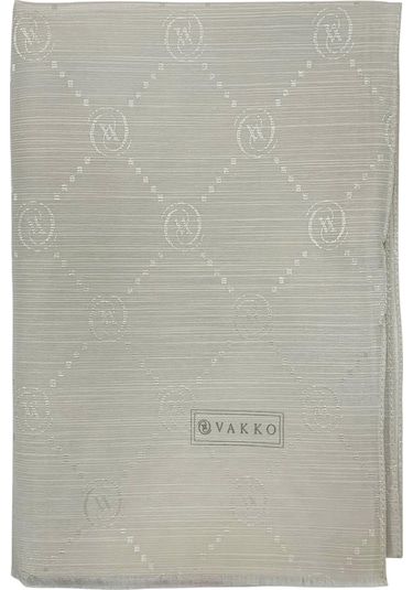Vakko Pamuk İpek Şal - Monogram - Soft Gri Nötr Gri
