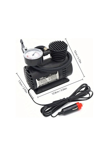 Boatshop1 Siyah 12v Elektrikli Taşınabilir Lastik Şişirme Cihazı Araba Bisiklet Toplar İçin Otomatik Durdurma Basınç Göstergesi Pilsiz