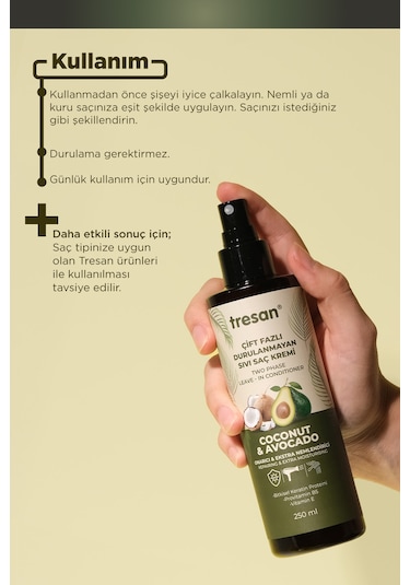 Tresan Coconut Avokado Durulanmayan Saç Kremi 250 Ml 2 Adet