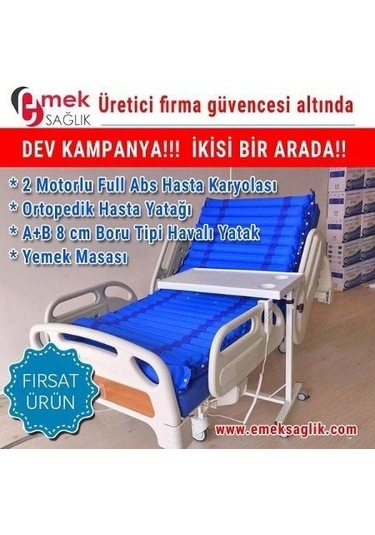 Medikaltec Emek 2 Motorlu Hasta Karyolası-havalı Yatağı-yemek Masaslı 4 Lü