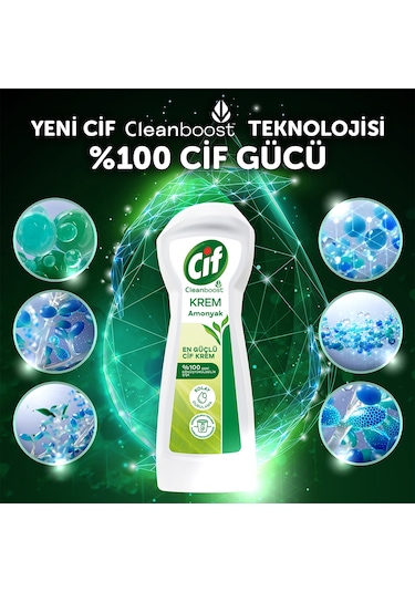 Cif Krem Amonyaklı Yüzey Temizleyici 3 x 750 ML