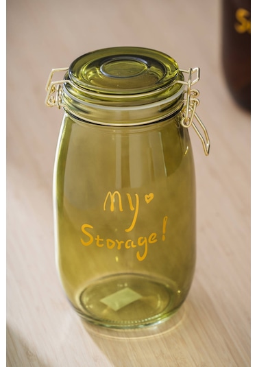 Pierre Klipsli Kapaklı Kavanoz Seti - 21.5 Cm Açık Yeşil