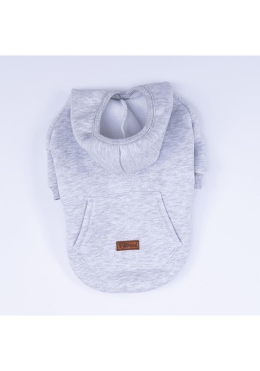 Gri Kanguru Cepli Kedi-köpek Hoodie- Sweatshirt Kedi Köpek Kıyafeti