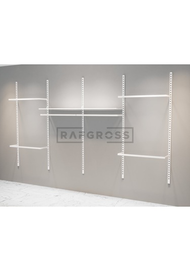 Mağaza Raf Sistemi, Askılık Sistemi, Butik, Mağaza Stand- 245x200 Beyaz