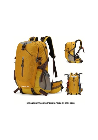 Dashanshop Orange Geniş Kapasiteli Hafif Unisex Outdoor Sırt Çantası Ayarlanabilir Göğüs Kayışları Çıkarılabilir Çerçeve Çok Cepli Kampçılık İş Seyahati Altın