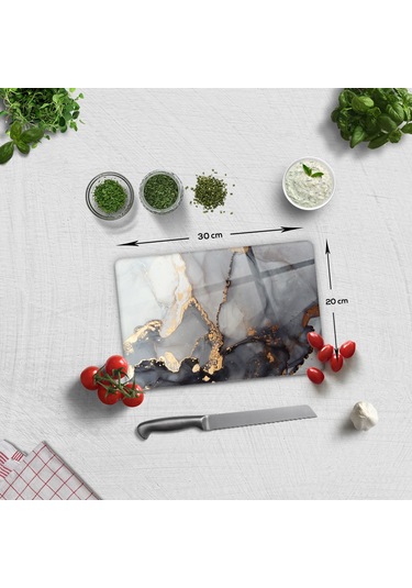 Decorita Cam Kesme Tahtası | Stark Mermer Görünümlü | 20cm x 30cm