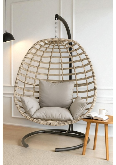 Joymassa Rattan Bahçe Salincaği Tek Kişilik Bej