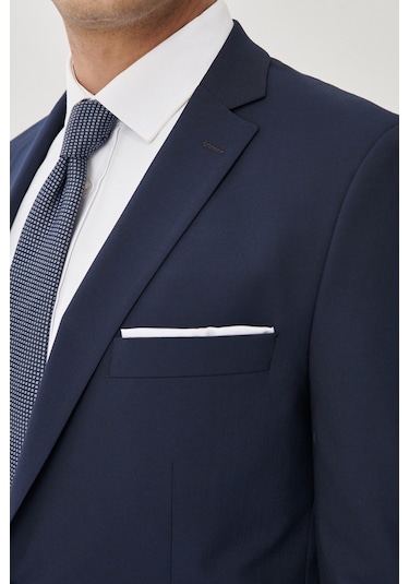 AC&Co / Altınyıldız Classics Erkek Slim Fit Dar Kesim Mono Yaka Takım Elbise Lacivert