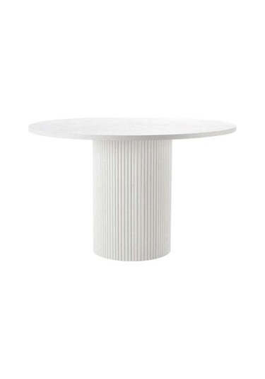 Breeze Yuvarlak Ahşap Bohem Masa 130x130 Beyaz