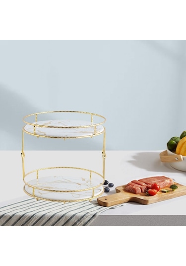 Suntek Magideal Seramik Depolama Tepsisi Çift Mermer Doku Yatak Beyaz