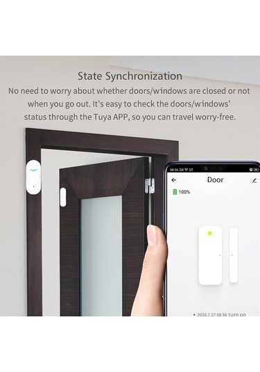Symbee Tuya Akıllı Wifi Pencere/kapı Alarm Sensörü, Ses Kontrolü İle Akıllı Cihazlarla Otomatik Bağlantı, Pil Dahil Değil