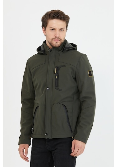 Mero Life Içi Kürklü Kapüşonlu Su Ve Rüzgar Geçirmez Softshell Erkek Mont Haki