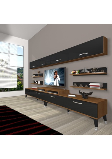 Decoraktiv Ekoflex 360y Slm Silver Tv Ünitesi Tv Sehpası Ceviz - Siyah