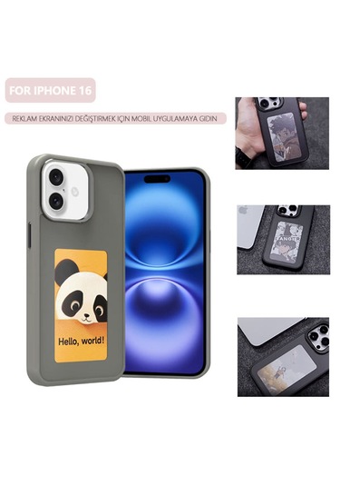 İphone Uyumlu 16 İçin E-mürekkep Ekran Nfc Dıy Telefon Kılıfı Açık Gri