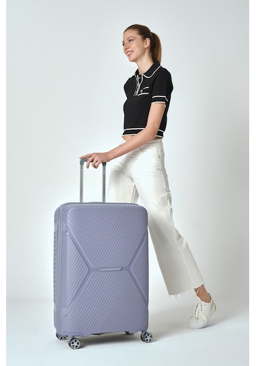 Benetton Büyük Boy %100 Polipropilen Valiz Gri Bnt3000