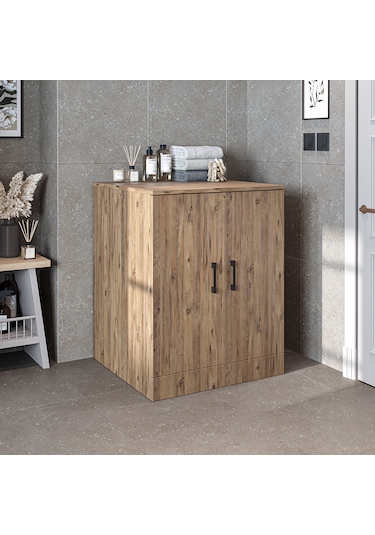 Çamaşır Kurutma Makinesi Alt Dolabı Kapaklı Banyo Alt Dolap.55 Atlantik Çam