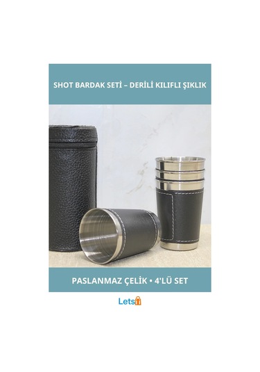 Derili Kılıflı Paslanmaz Çelik 4'lü Shot Bardak Çok Renkli