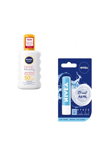 Nivea Sun Ultra Hassas Koruma Sprey SPF 50+ 200 ML + Dudak Koruyucu