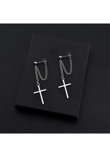 Qianyi 1 Çift Çapraz Zincir Küpe - Kadın Bungee Kulak Klipsi, Deliksiz Süper Moda Bronze