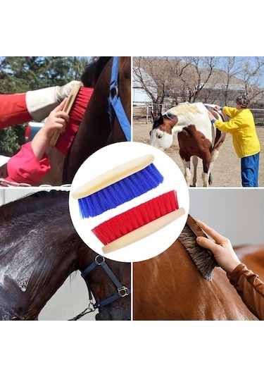 Elmpaly Kırmızı İki Uçlu At Fırçası: Esnek, Kolay Temizlenir, Rahat Tımar Ve Banyo Fırçası