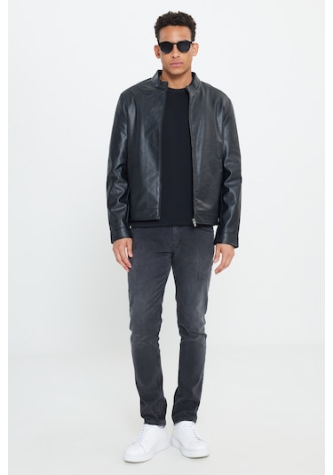 AC&Co / Altınyıldız Classics Erkek Standart Fit Normal Kesim Dik Yaka Mont - Siyah