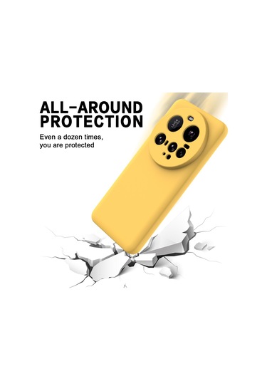 Xiaomi 15 Ultra Düz Renkli Sıvı Silikon Damlamaz Tam Kapsama Telefon Kılıfı Sarı