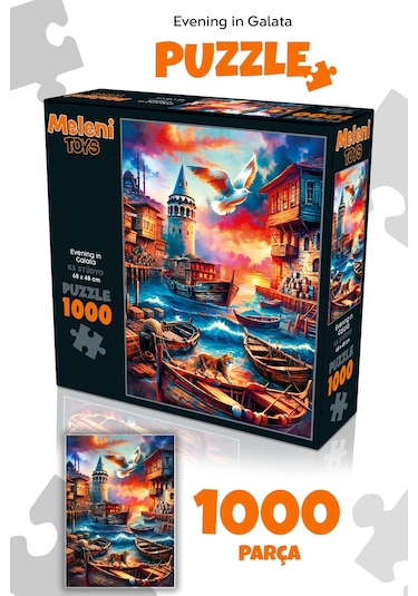 1000 Parça Evening In Galata Puzzle - Galata Kulesi Manzaralı Yapboz 68x48 Cm