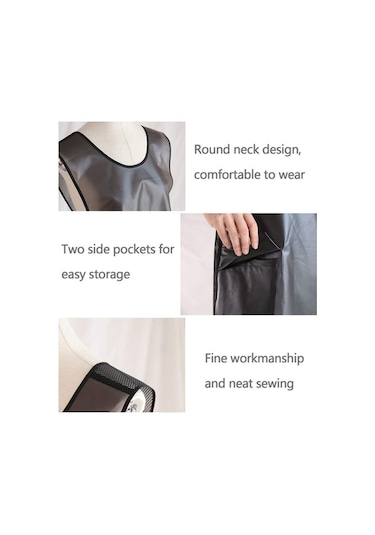 Ulzyvf Temizlik Su Siyah Sırtlı Şeffaf Önlük Kadın İçin Geçirmez Erkek Cepli Çapraz Vq Siyah - Şeffaf