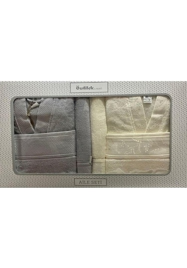 Özdilek Ditsy Krem Gri Aile Seti 6096