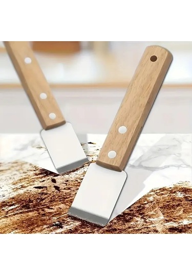 Elmpaly 2 Adet Ahşap Saplı Çok Amaçlı Metal Kazıyıcı - Leke Tutkal Fırın Temizlik Aleti