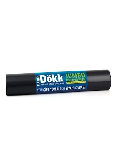 Florex Dökk Ekonomik Jumbo Boy Çöp Torbası 9 Adet Mavi - Siyah 80 x 110 CM