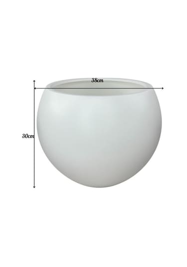 Küre Yuvarlak Top Vazo Dekoratif Saksı Beyaz 38 30cm