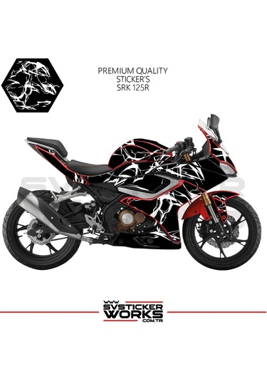 Rks Srk 125r Kaplama Sticker Şimşek Yıldırım Motor Kaplama Modeli Hazır Kit Beyaz