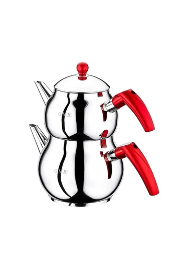 Oms 8018 XL Küre Çelik Çaydanlık Kırmızı