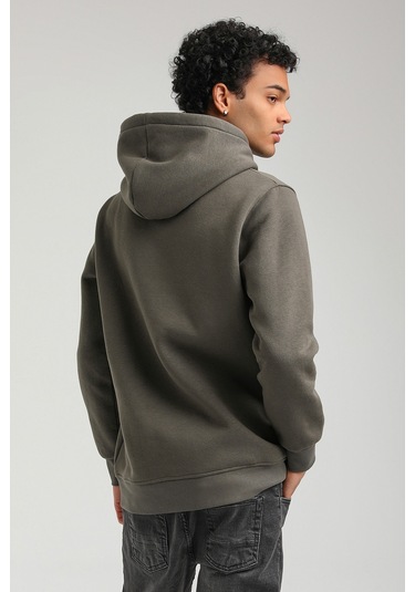 Kapüşonlu Haki Slim Fit Hoodie 23fwm64047-haki Haki