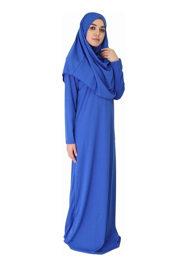 Saks Mavisi Fermuarsız Namaz Elbisesi (545583966) Saks